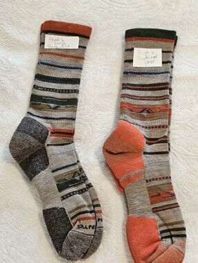 Point6 Southwest Light Crew Socks Merino Wool Geometric Men's Large Euc 2 Prs